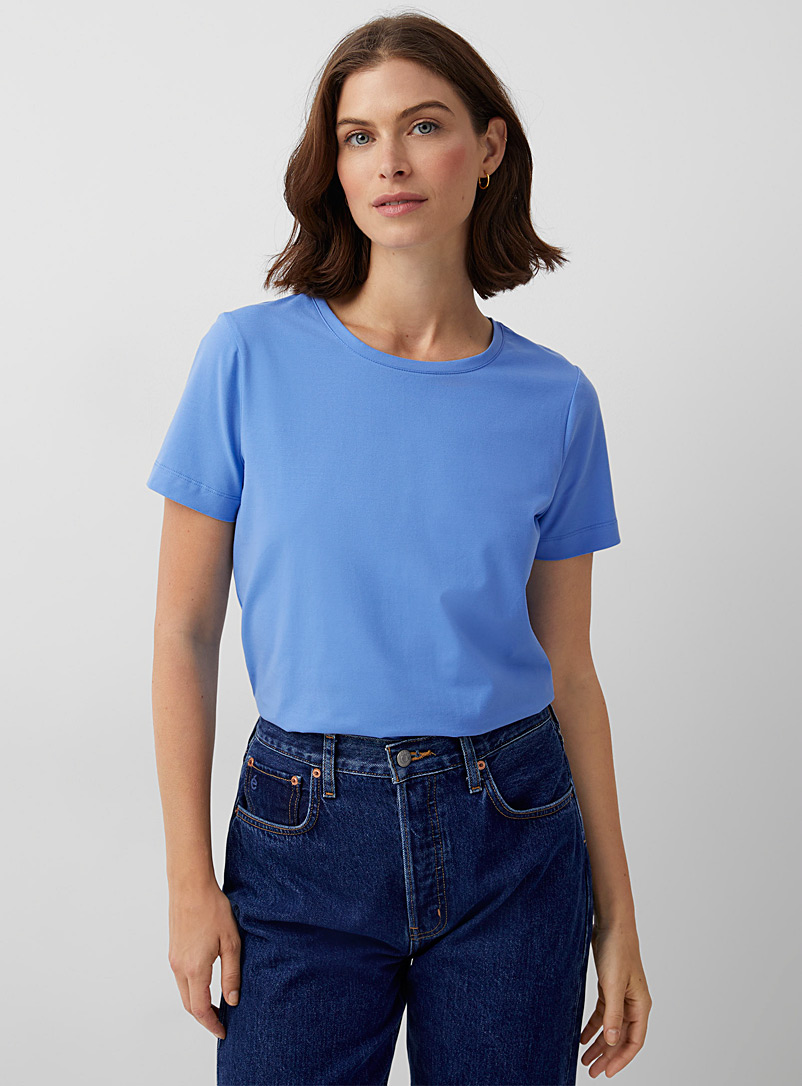Contemporaine Patterned Blue SUPIMA® cotton short-sleeve tee for women