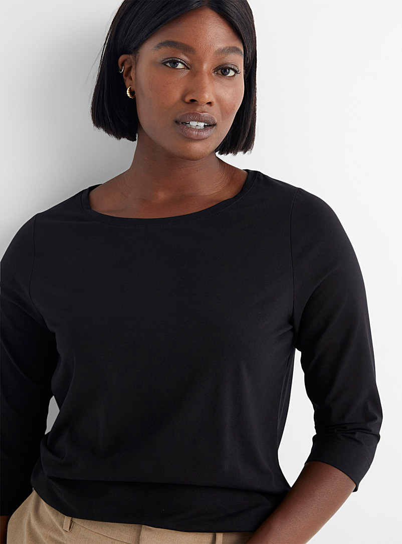 Contemporaine: Le t-shirt col bateau coton SUPIMA<sup>MD</sup> Noir pour femme