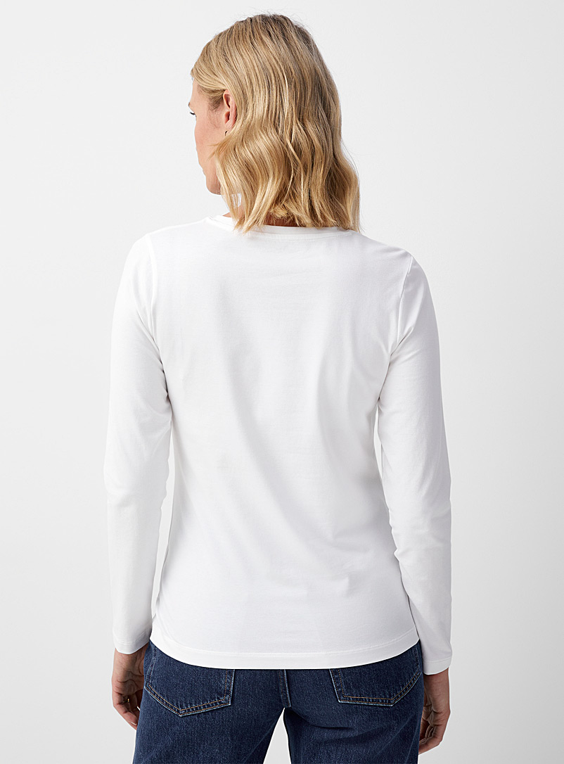 Contemporaine White SUPIMA® cotton long-sleeve tee for women