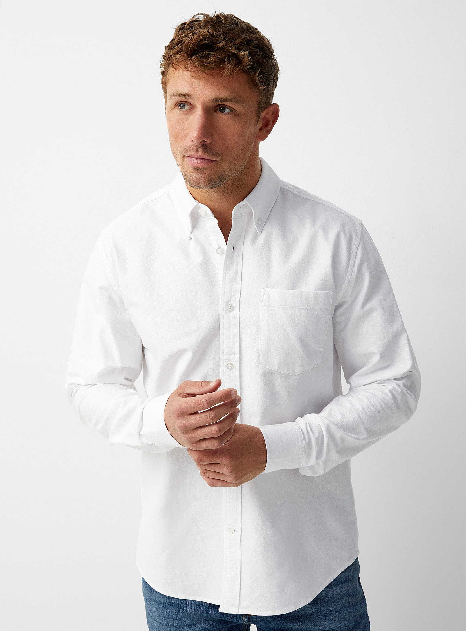 Le 31 Monochrome Oxford Shirt Modern Fit In White