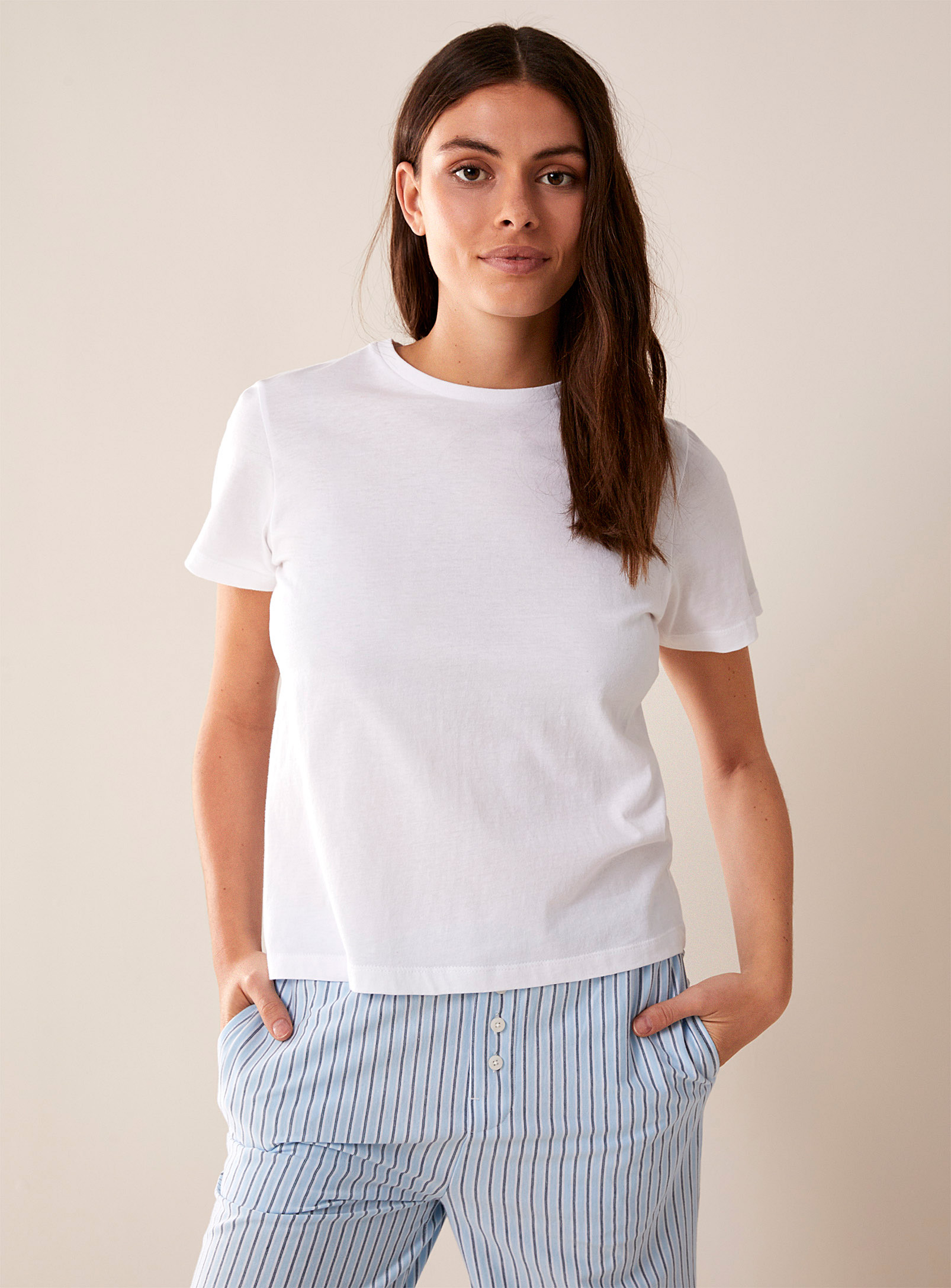 Miiyu Organic Cotton Essential Lounge T-shirt In White