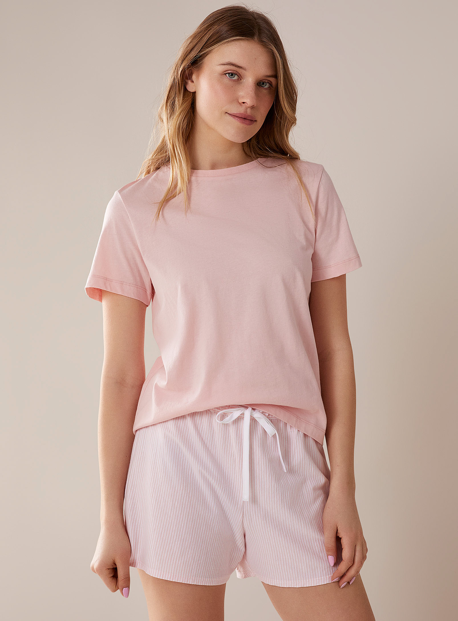 Miiyu Organic Cotton Essential Lounge T-shirt In Pink