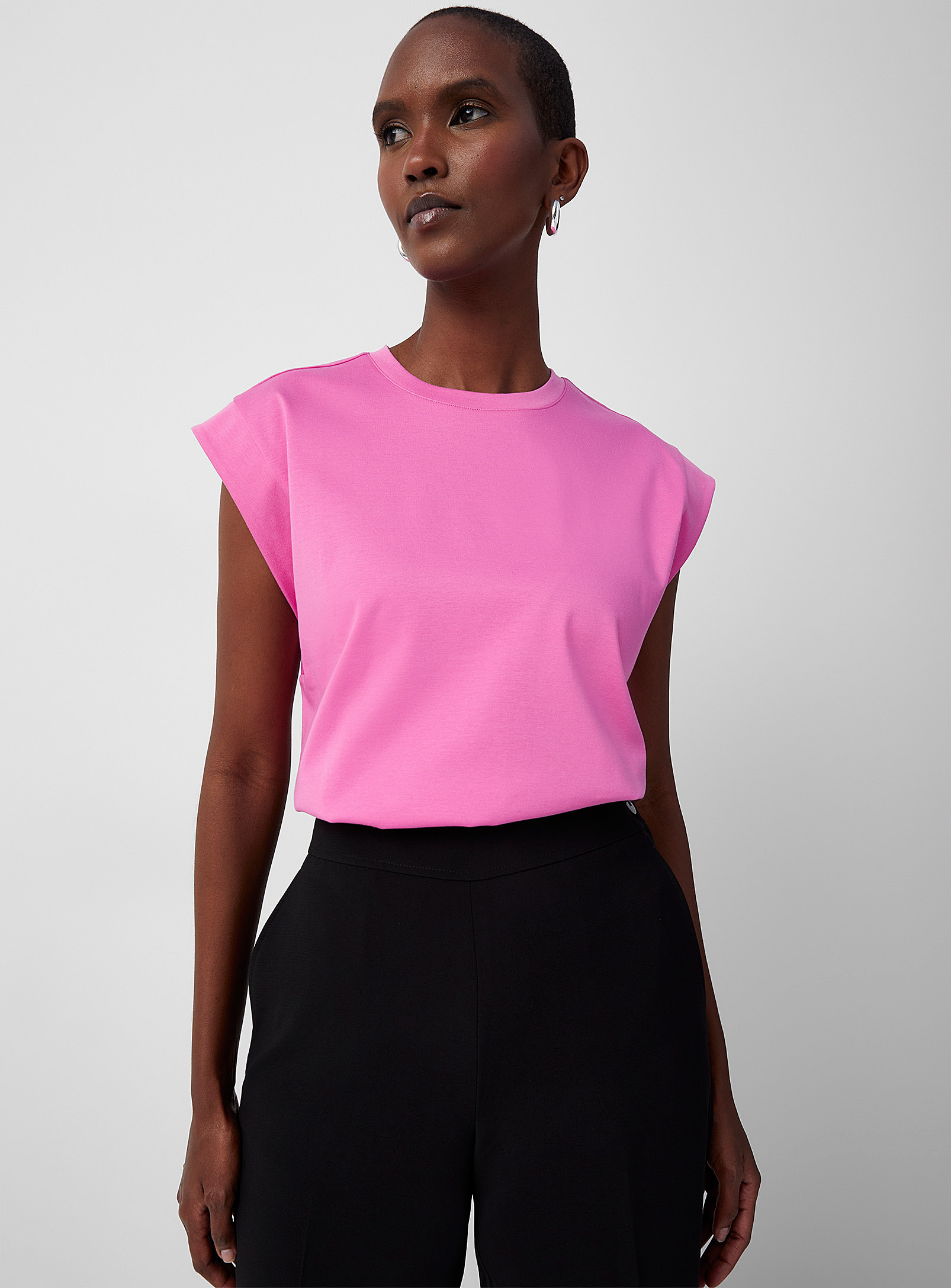 Contemporaine Sleeveless Boxy-fit T-shirt In Pink