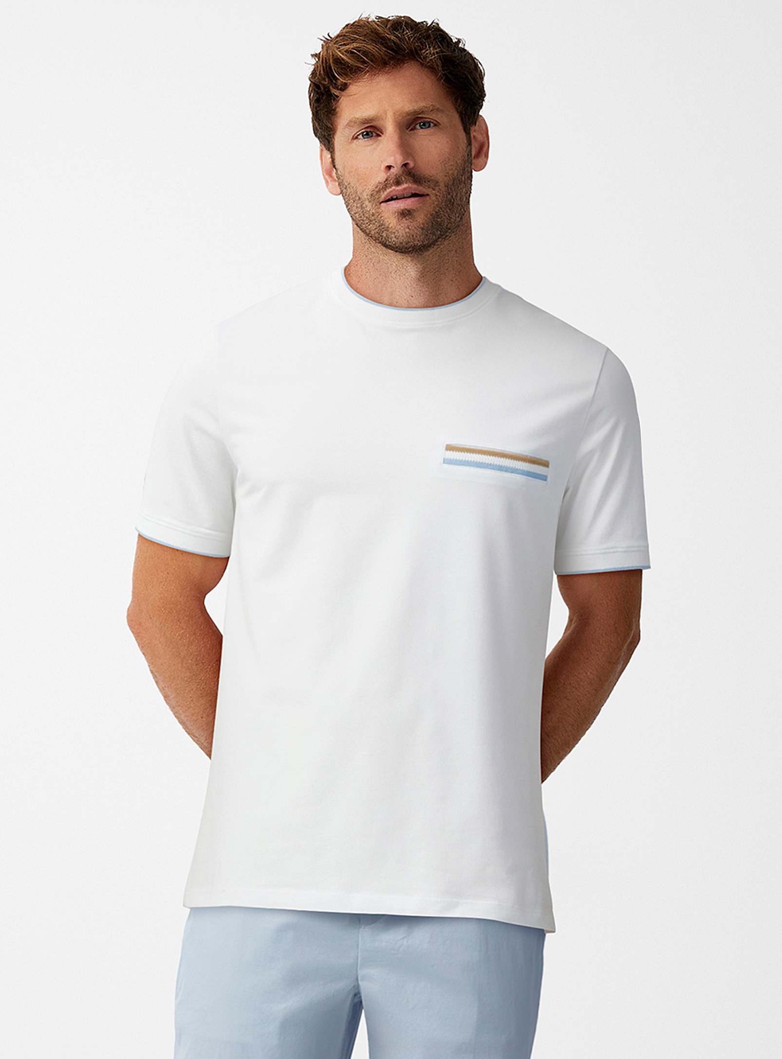 Le 31 Supima Cotton Striped-hem T-shirt In White