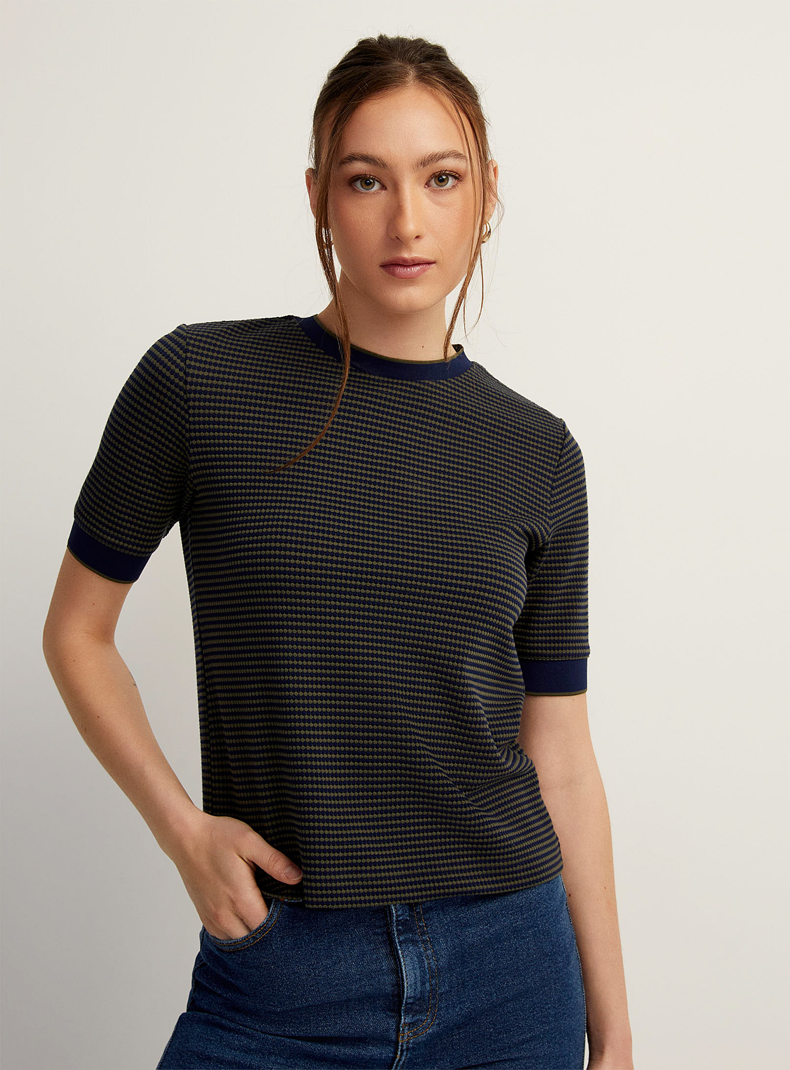 Icone Mini-circle Stripes T-shirt In Patterned Green