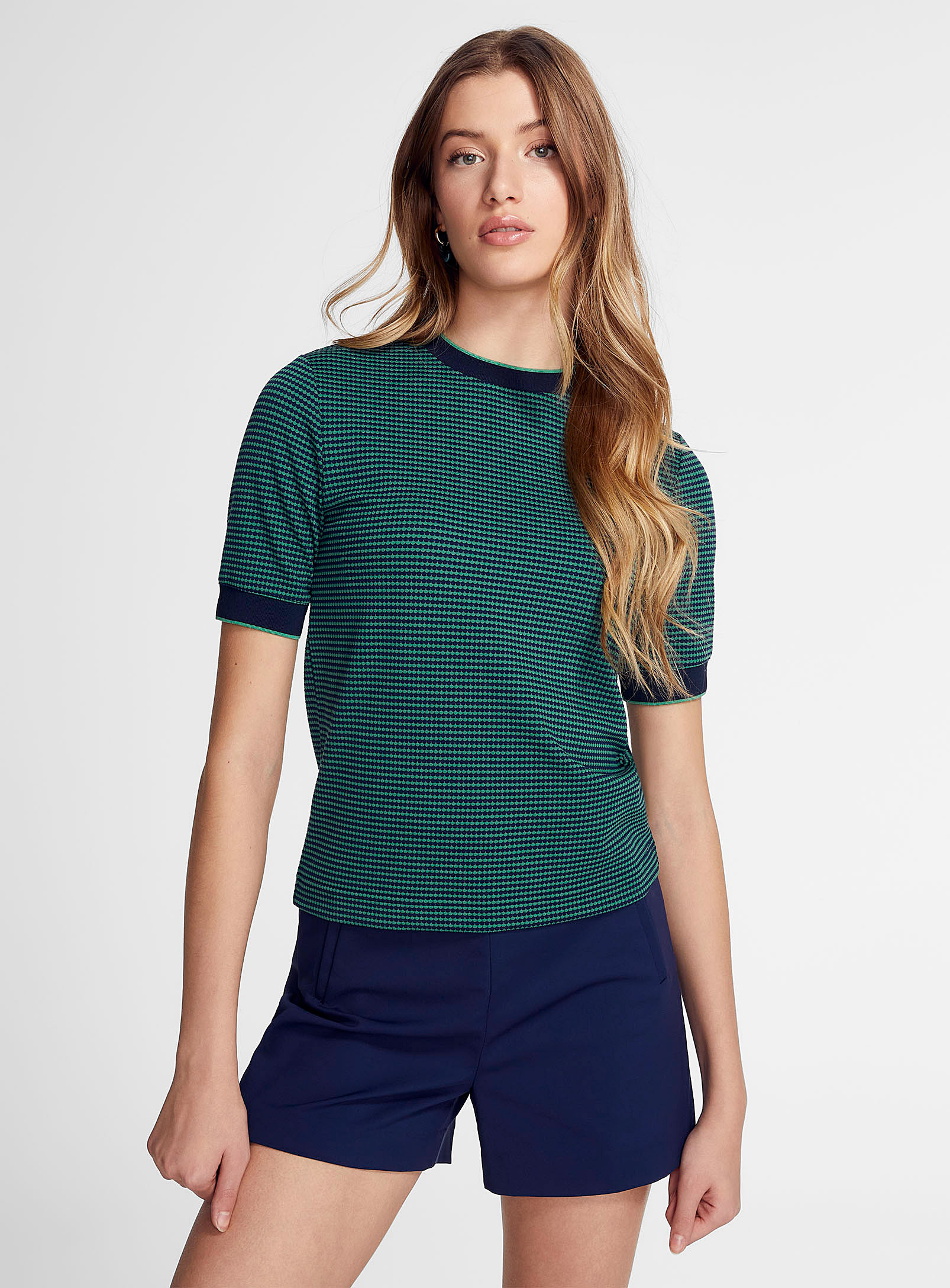 Icone Mini-circle Stripes T-shirt In Patterned Blue