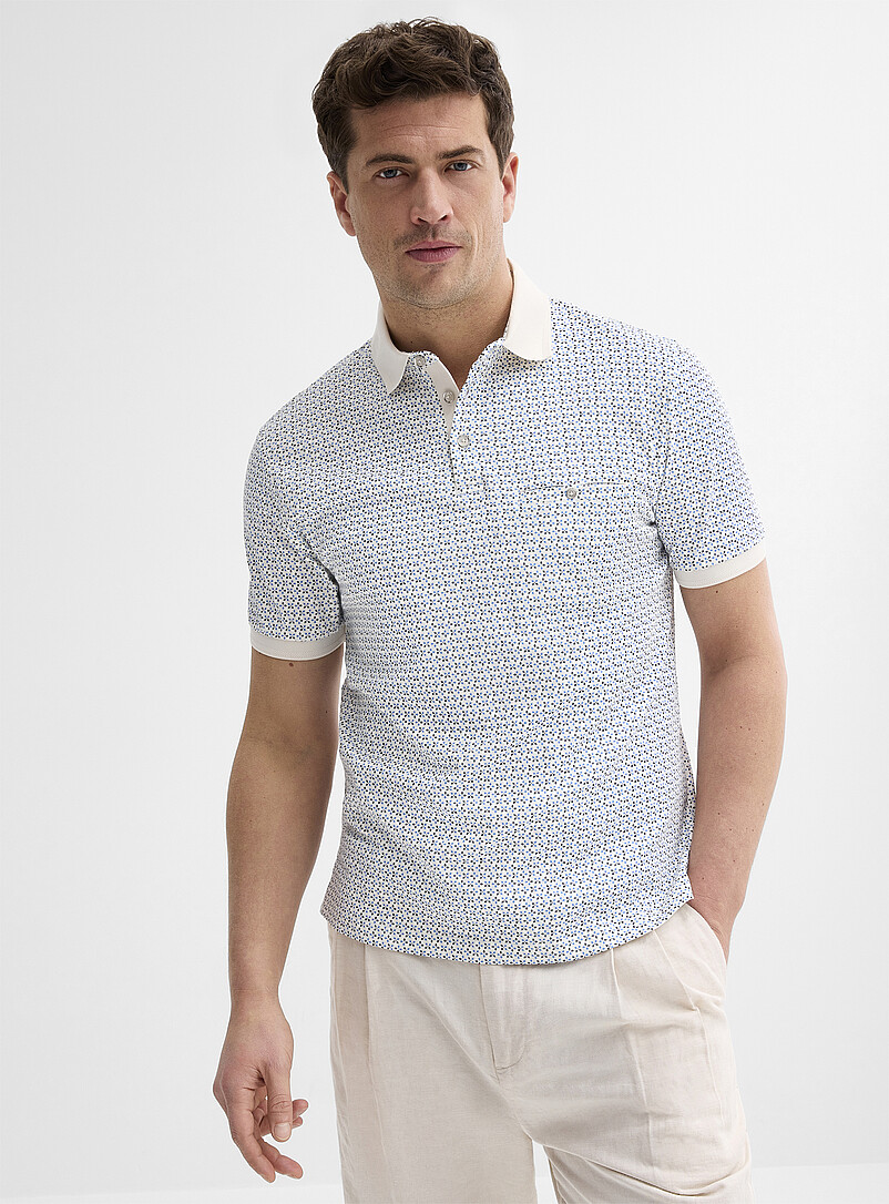 Mosaic pattern liquid cotton polo product image (primary)