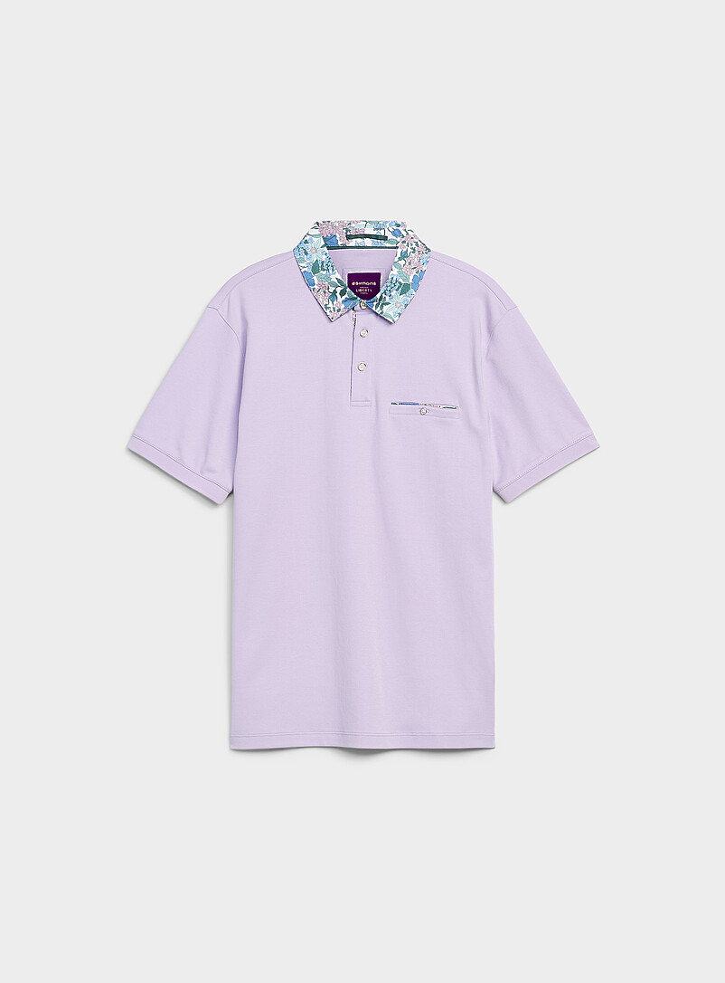 Floral-Accent Liquid Cotton Polo Made With Liberty Fabric