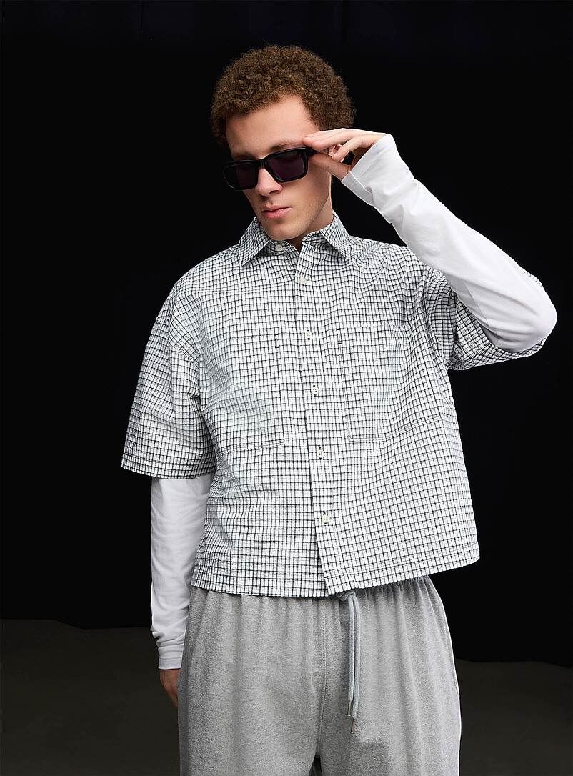 Plaid Seersucker Shirt Boxy Fit