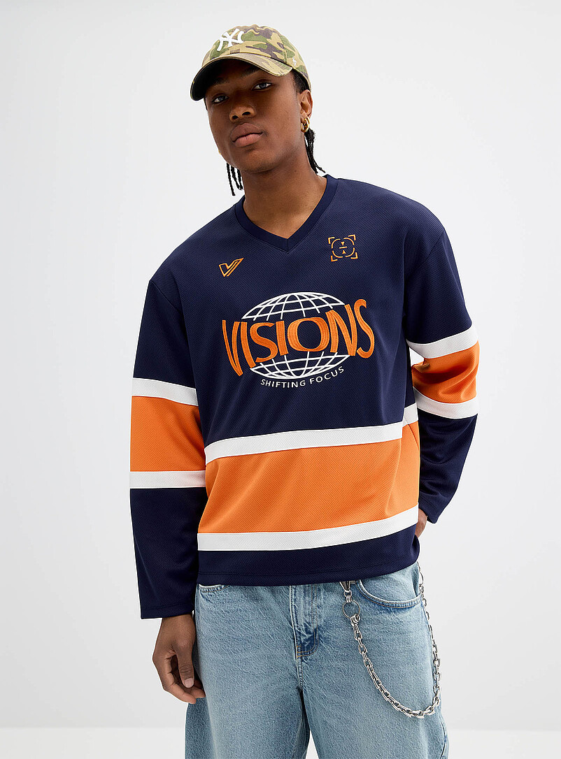 Navy and orange hockey jersey product image 2