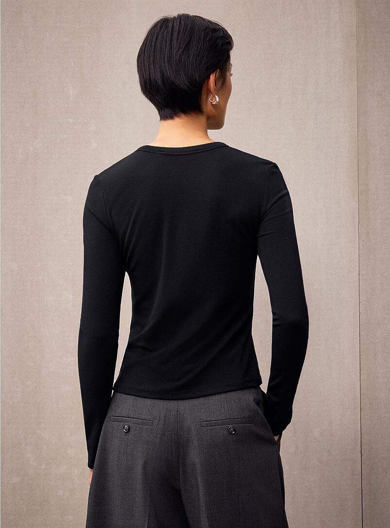 Flowy mini-ribbing crew-neck T-shirt product image 2