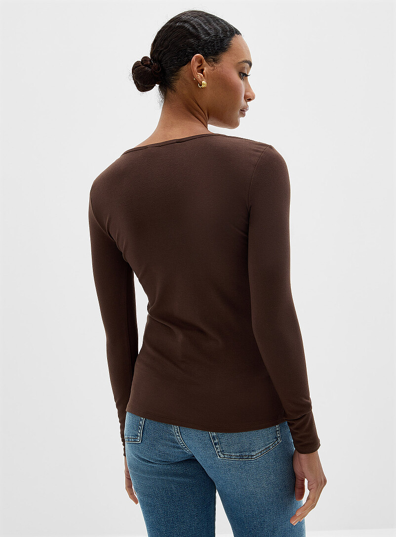 Square neckline mini-ribbing flowy T-shirt product image 2