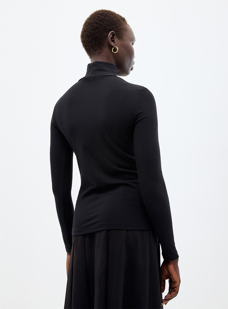 Flowy mini-ribbing stand collar T-shirt product image 2