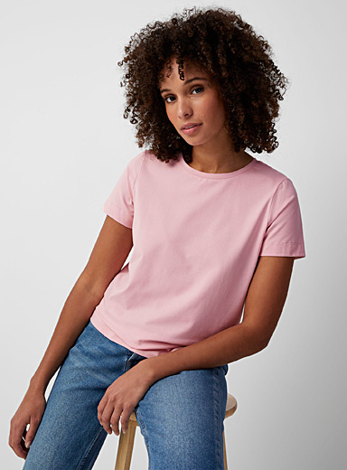 Women's Soft Supima Cotton Short Sleeve Everyday Comfy Crew Tee | Bright  Light Pink