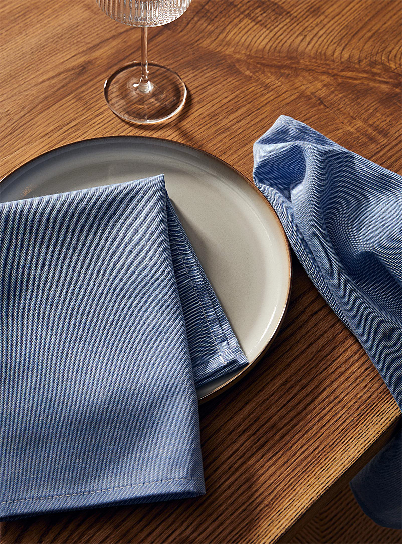 Simons Maison: Les serviettes de table chambray bleu polyester recyclé Ensemble de 2 Bleu moyen - Ardoise