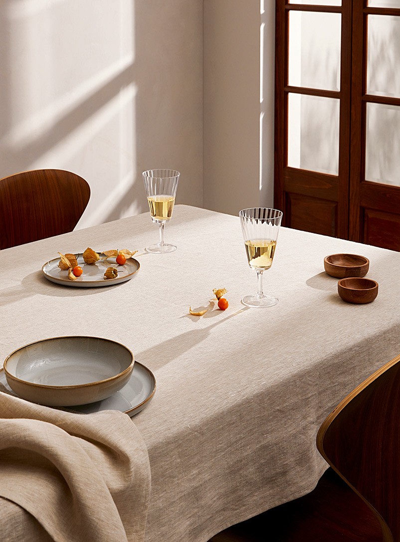 Simons Maison Ivory/Cream Beige Natural pure linen tablecloth