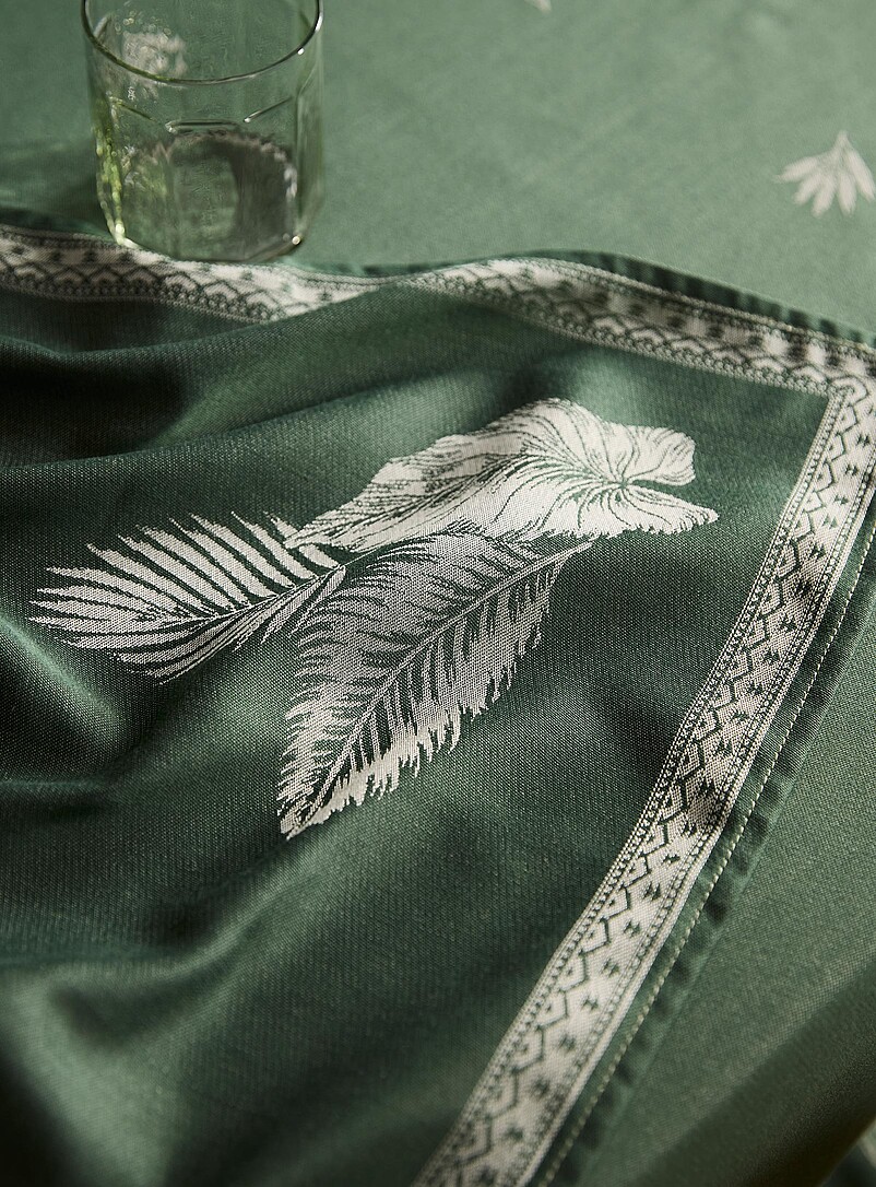 Simons Maison: La serviette de table jacquard cadre oasis Kaki - Sauge - Olive