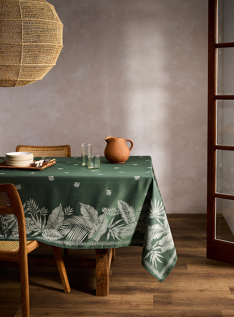 Simons Maison Patterned green Oasis-border jacquard tablecloth