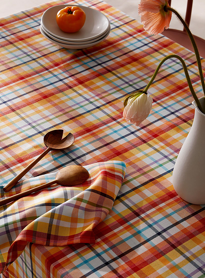 Simons Maison Assorted Tropical checkers recycled polyester tablecloth