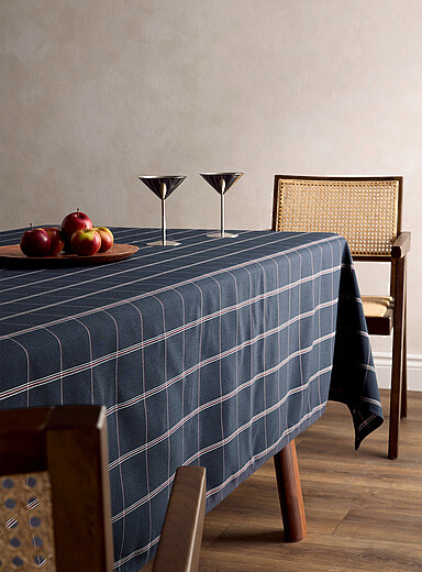 Simons Maison Patterned Blue Oversized checkers navy tablecloth