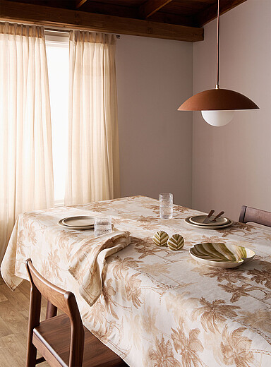 Simons Maison: La nappe superbes palmiers touche de lin &Eacute;cru - Lin