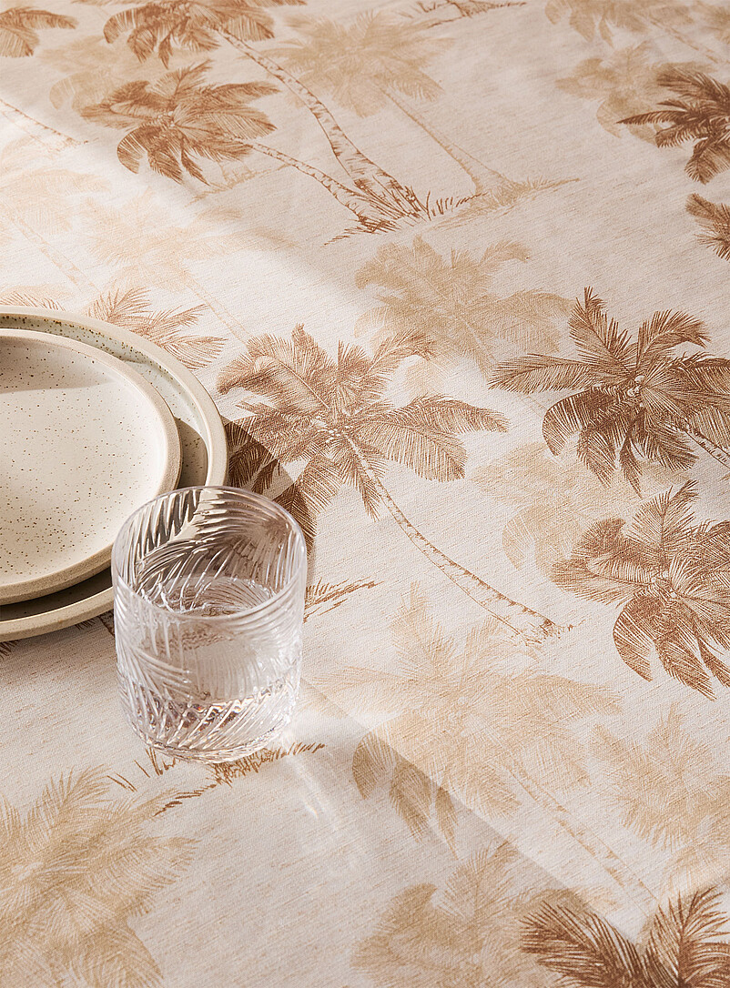 Simons Maison: La nappe superbes palmiers touche de lin &Eacute;cru - Lin