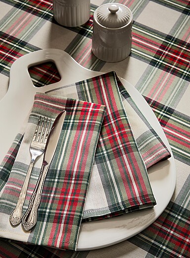 Les serviettes de table tartan classique Ensemble de 2 <b>Collection de No&euml;l</b>