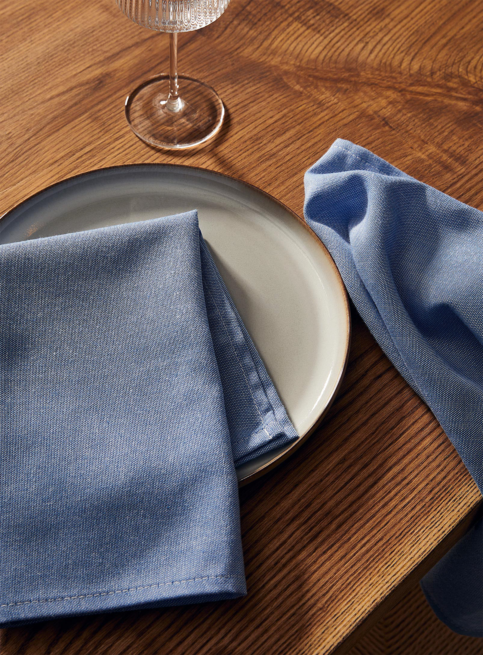Simons Maison - Recycled polyester blue chambray napkins Set of 2