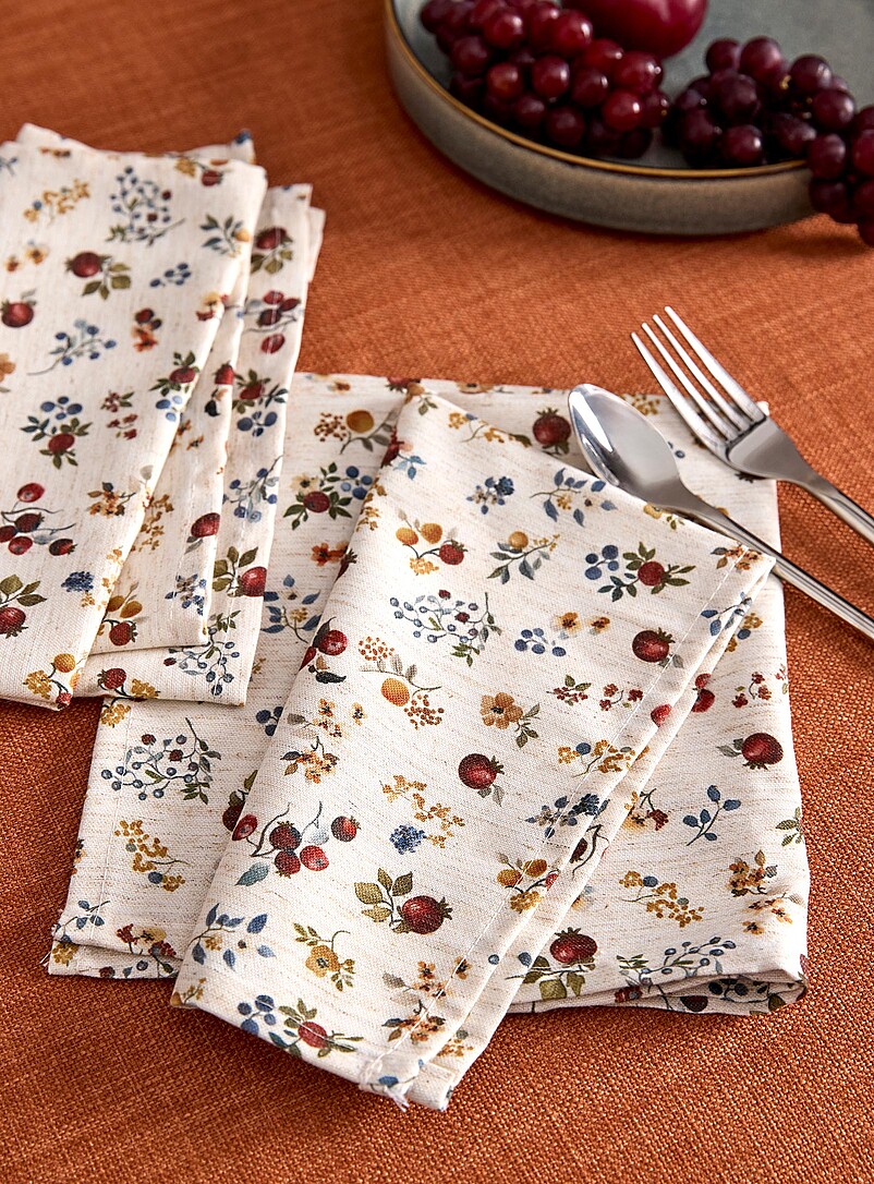 Orchard fruit and flowers touch of linen napkins Set of 2 product image (primary)