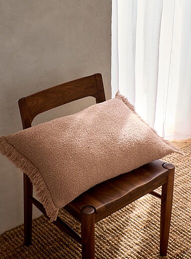 Simons Maison: Le coussin d&eacute;houssable boucl&eacute; fines franges 40 x 60 cm Vert pistache - Menthe