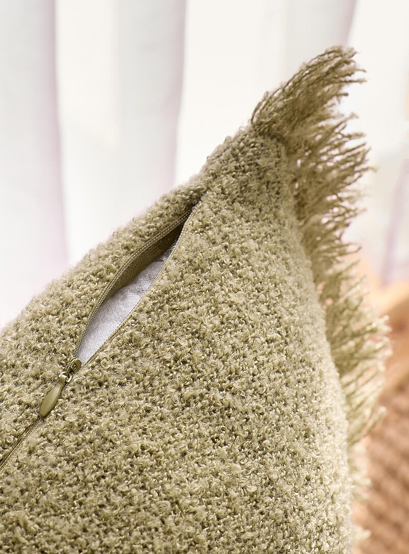 Simons Maison: Le coussin d&eacute;houssable boucl&eacute; fines franges 40 x 60 cm Taupe