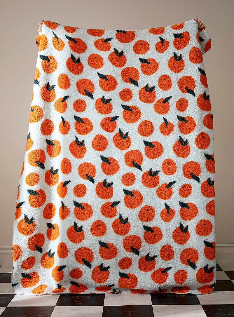 Simons Maison: Le jeté Sherpa agrumes 130 x 160 cm Orange à motifs
