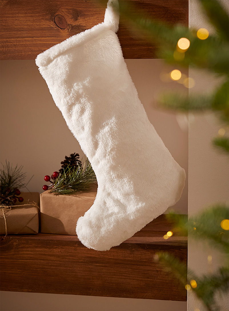 Simons Maison White Faux-fur Christmas stocking