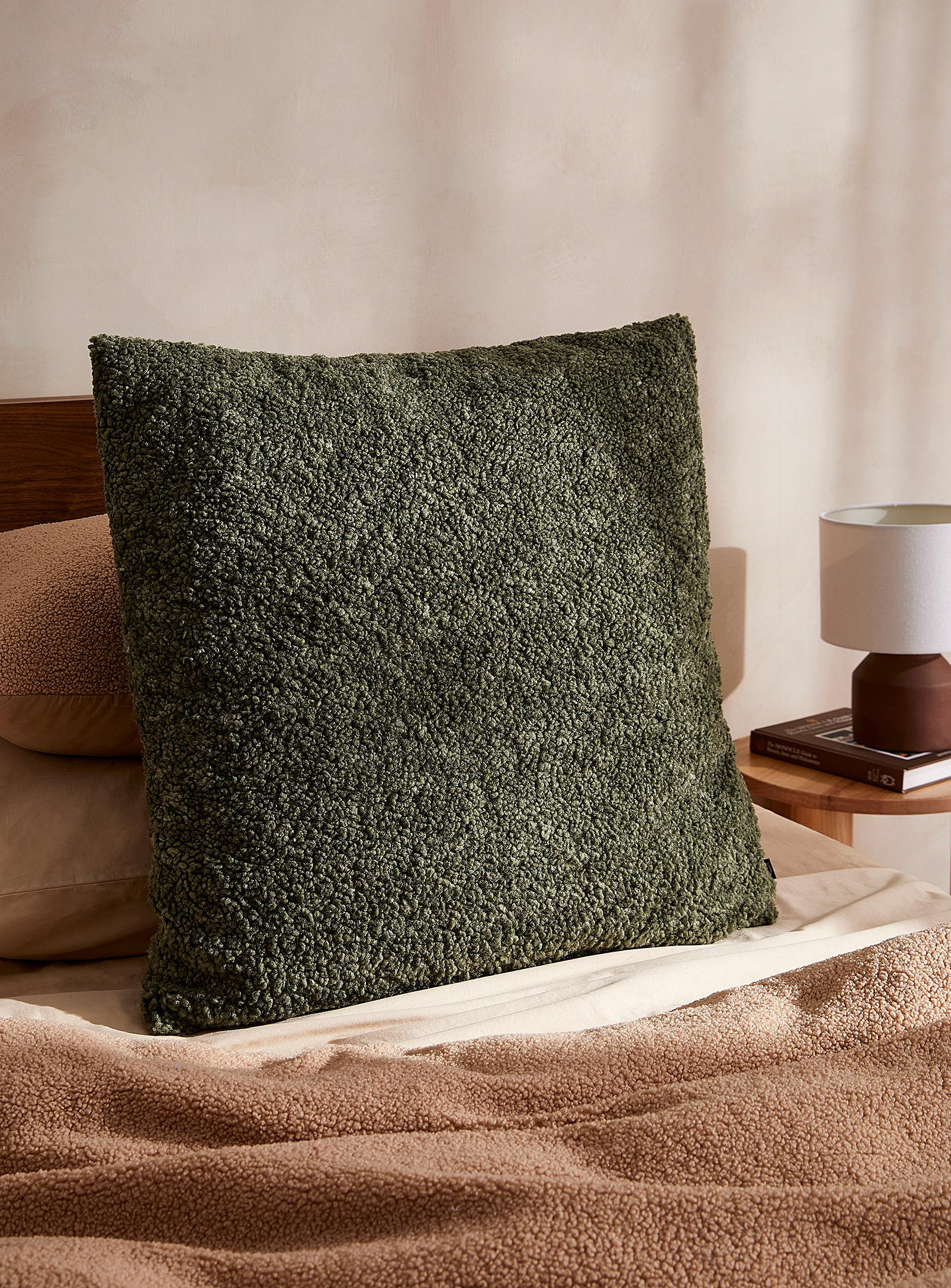 Simons Maison Bouclé Wool-style Cushion 60 X 60 Cm In Green