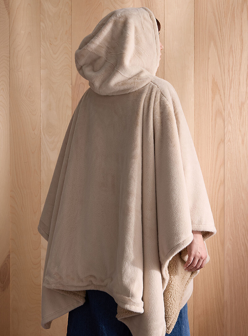 Faux-fur oversized hooded poncho product image 2