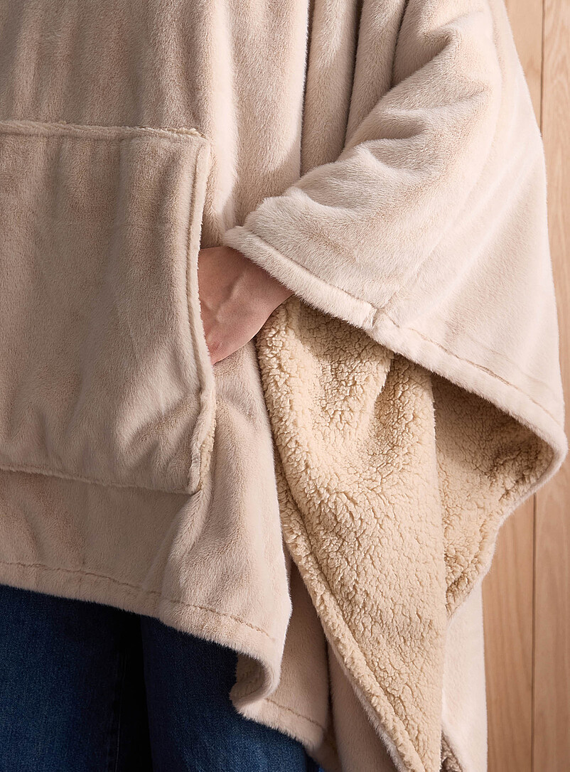 Faux-fur oversized hooded poncho product image 3