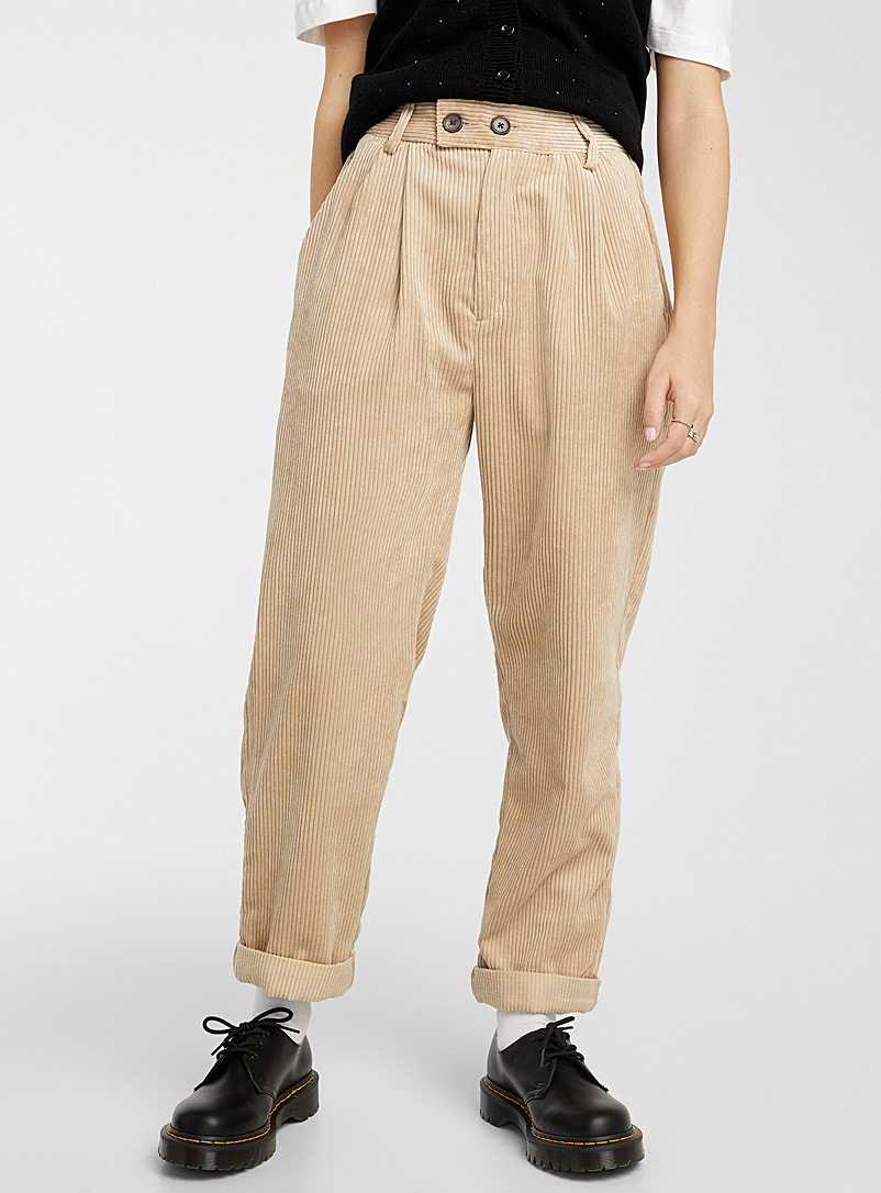 Twik Sand Pleated corduroy pant for women