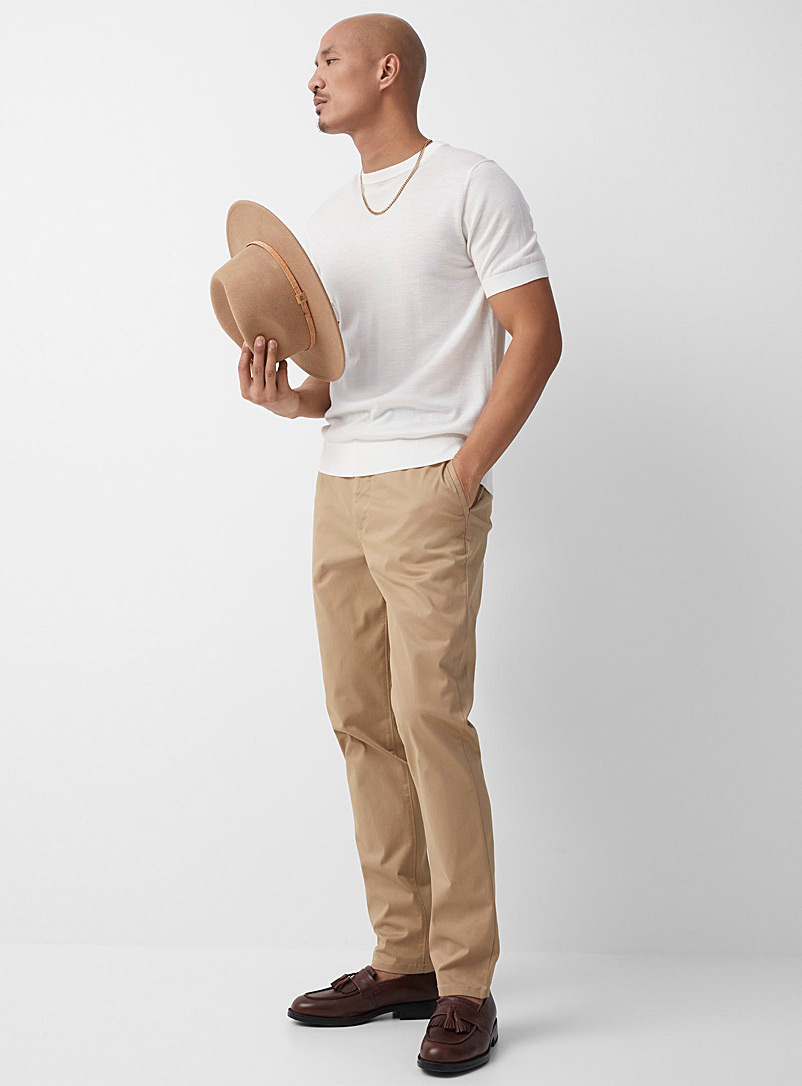 Le 31 Beige Stretch organic cotton chinos Stockholm fit - Slim for men