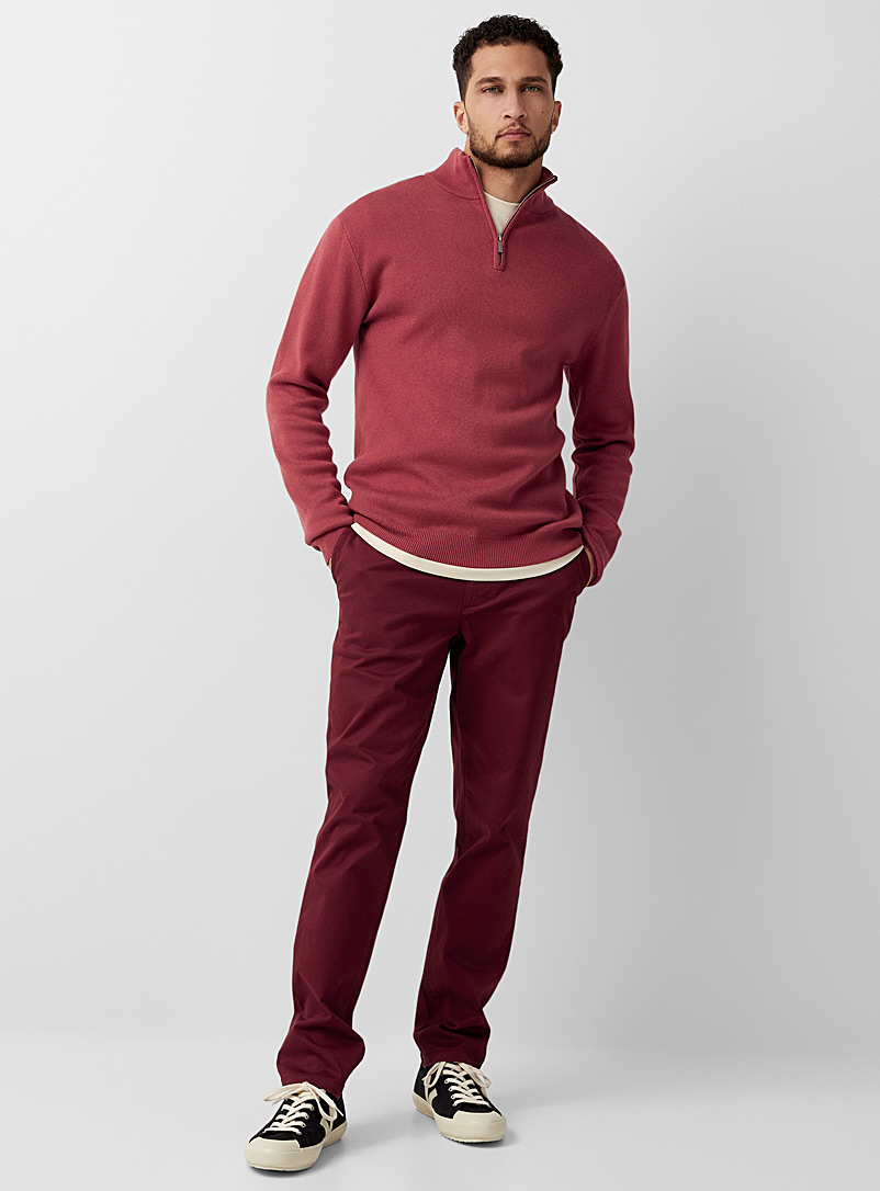 Le 31 Patterned Red Stretch organic cotton chinos Stockholm fit - Slim for men