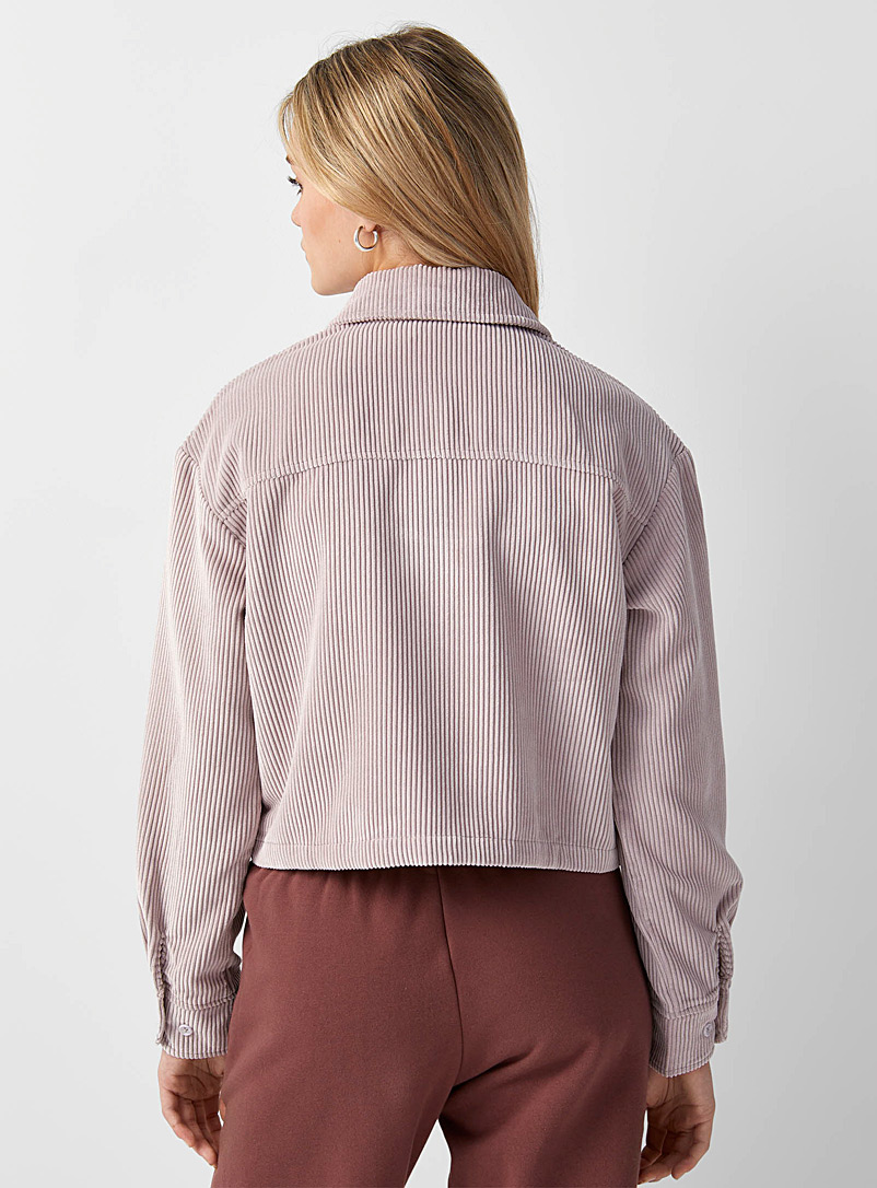 Twik Purple Cropped eco-friendly corduroy shirt for women