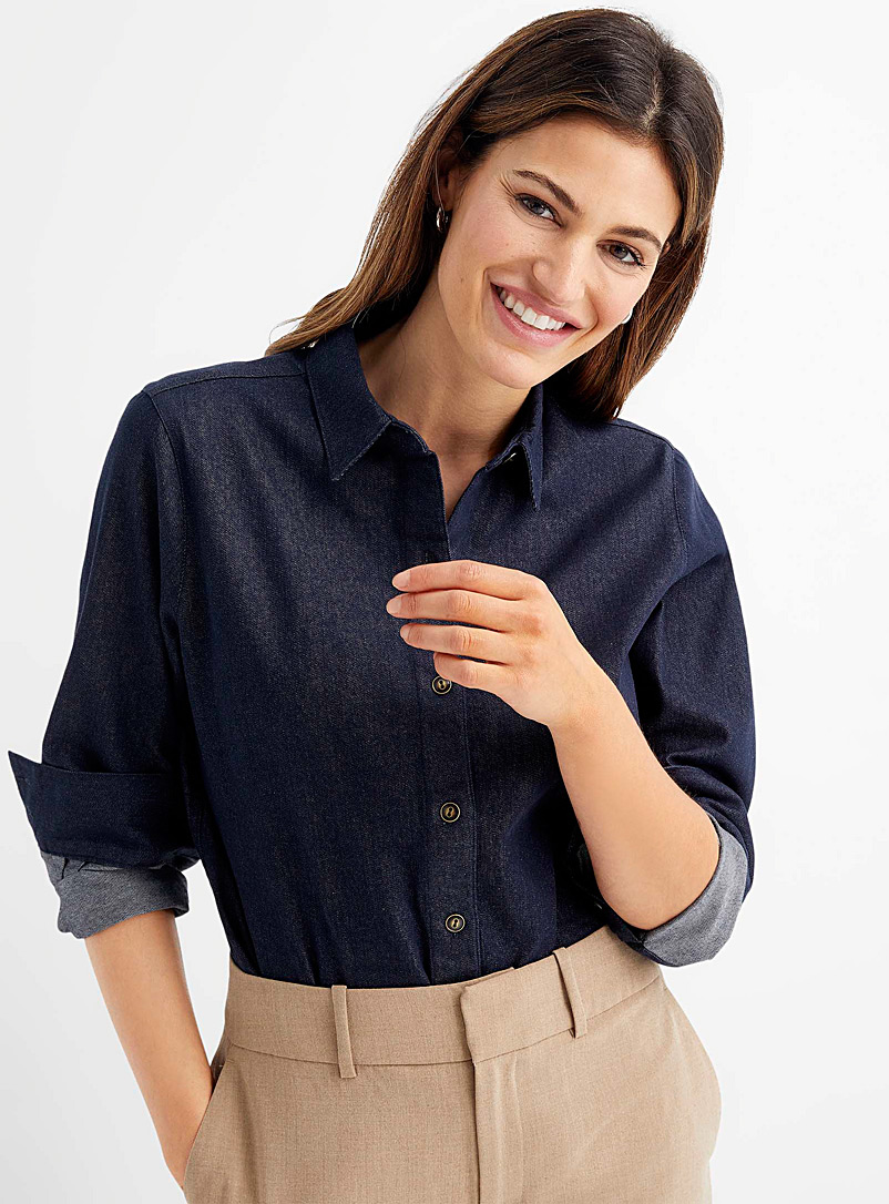 Contemporaine Marine Blue Organic cotton denim shirt for women