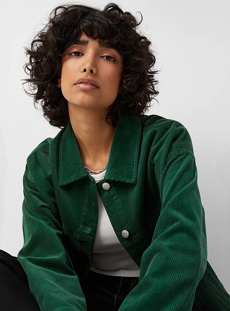 Twik: La veste ample velours côtelé coton bio Vert pour femme