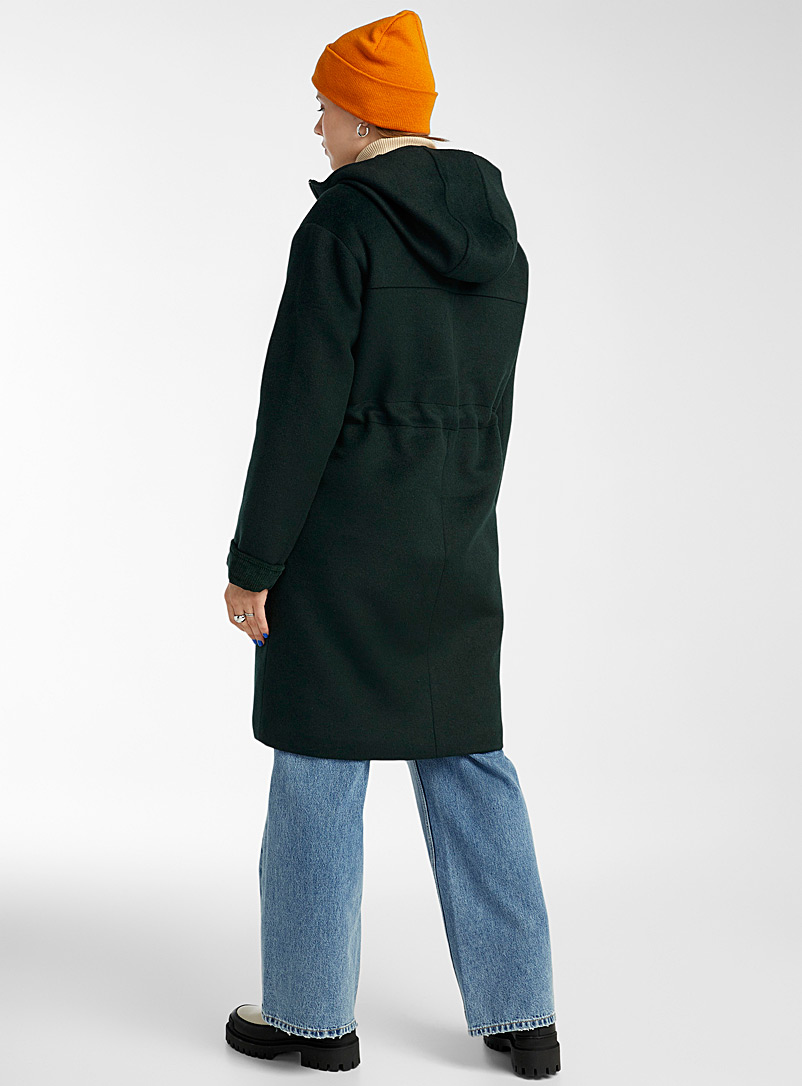 Twik: Le manteau feutré taille cintrée éco Vert pour femme