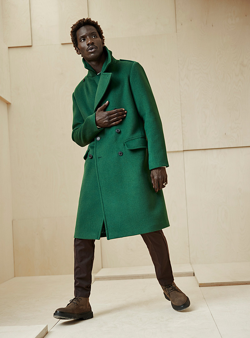 Le 31 Green Double-breasted overcoat for men
