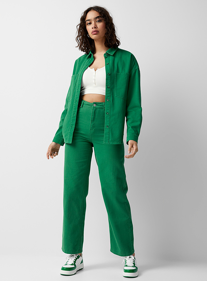 Twik Green Coloured wide-leg jean Folk fit for women
