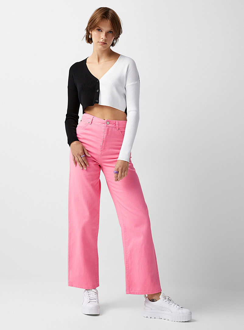Twik Pink Coloured wide-leg jean Folk fit for women