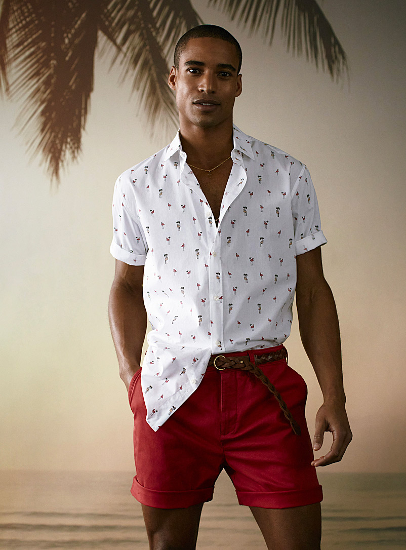 Le 31 Light Red Organic cotton chino short for men