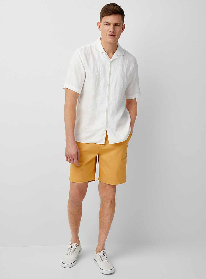 Le 31 Medium Yellow Organic cotton chino short for men
