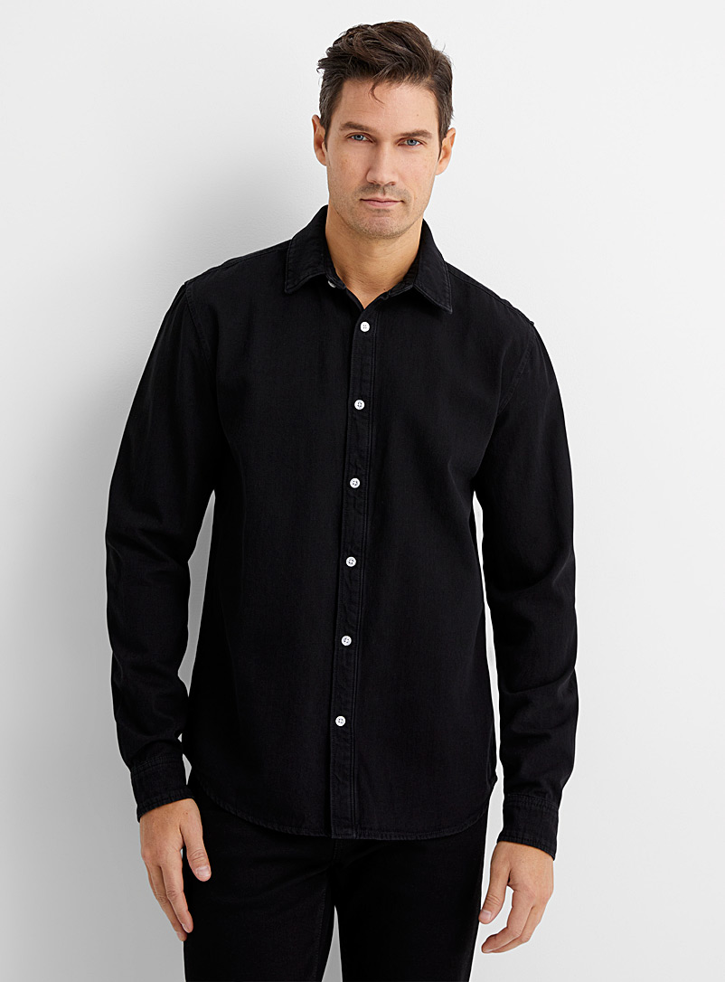 Le 31 Black Colourful denim shirt Modern fit for men