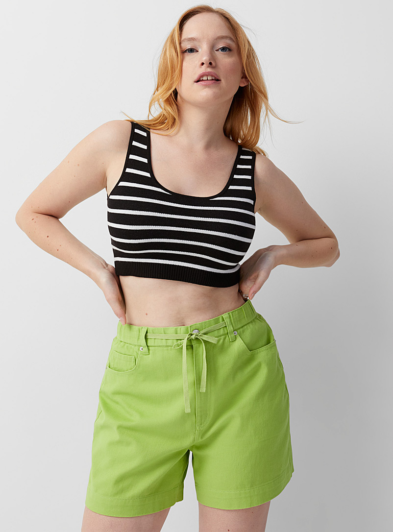 Twik Green Drawstring waist denim short for women